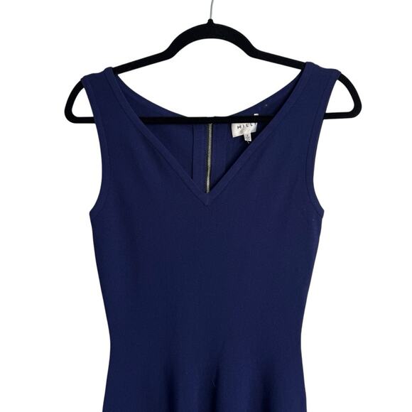 Milly Asymmetrical Drape Navy Sleeveless Dress - Picture 5 of 8